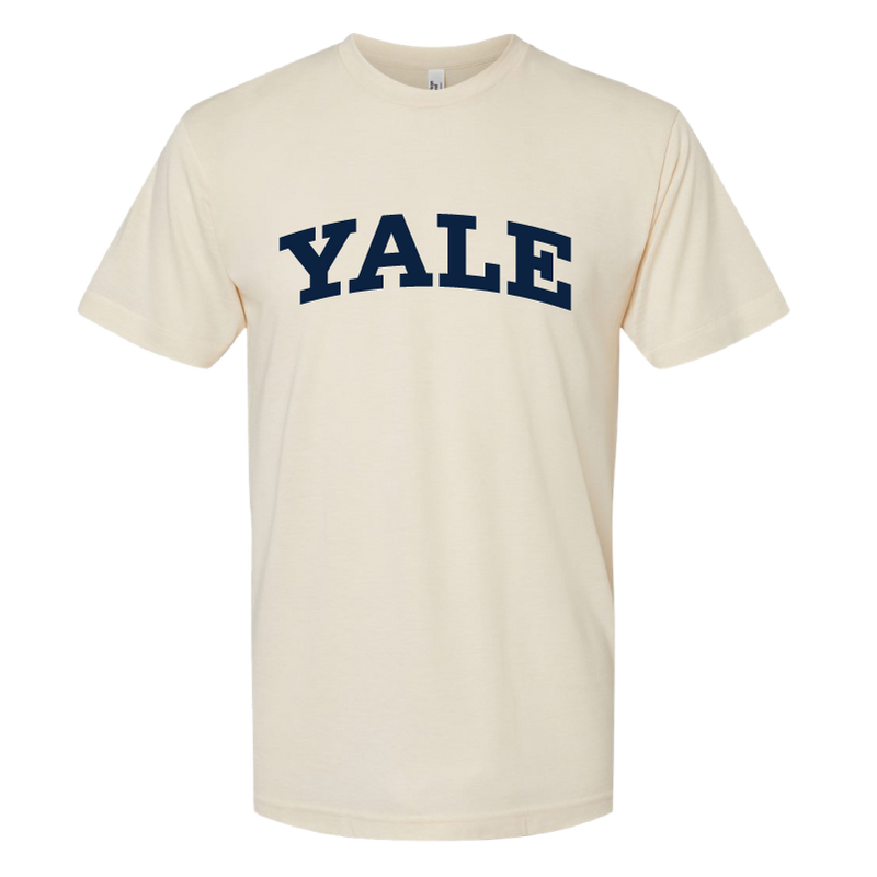 Yale Bulldog Blue Big Yale Tri-Blend T-Shirt Cream