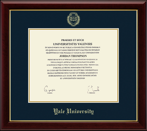 Yale Bulldog Blue Gallery Diploma Frame - Thick Glossy Frame