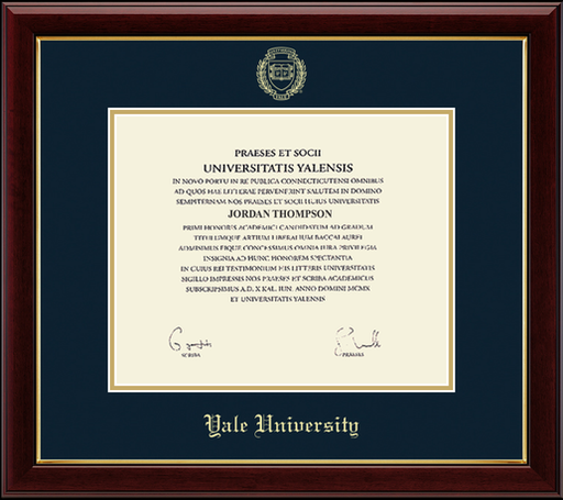 Yale Bulldog Blue Gallery Diploma Frame - Thick Glossy Frame