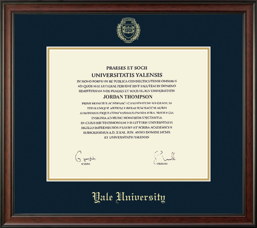 Yale Bulldog Blue Studio Diploma Frame - Thin Frame